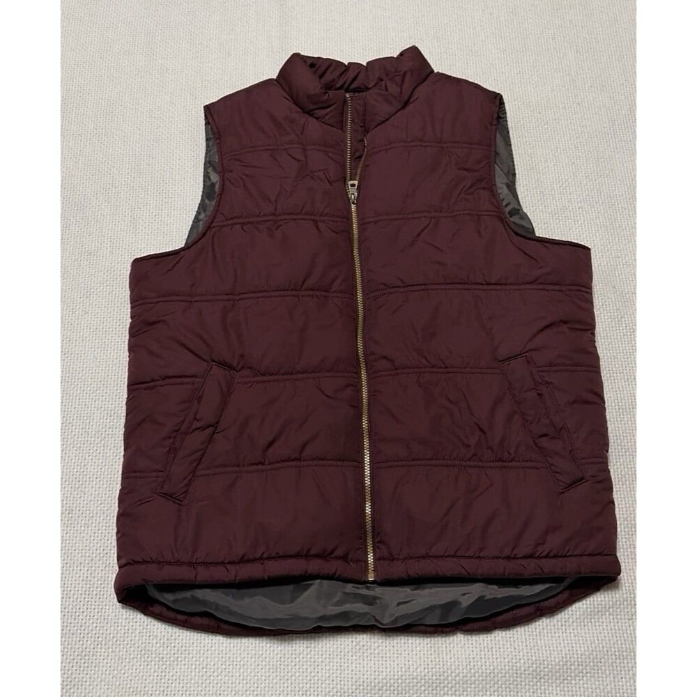 Weatherproof Vintage Men’s XL Burgundy Quilted Puffer Vest Full Zip